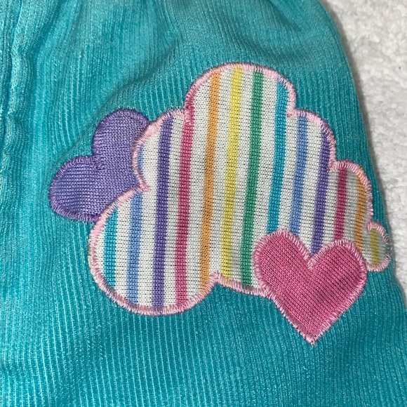 Vintage health Tex ruffle strap rainbow cloud corduroy overalls 9m - Picture 3 of 7